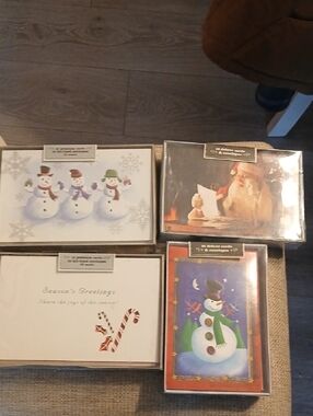 64 Holiday Greeting Card Sets with Snowman and Santa Designs With Envelopes